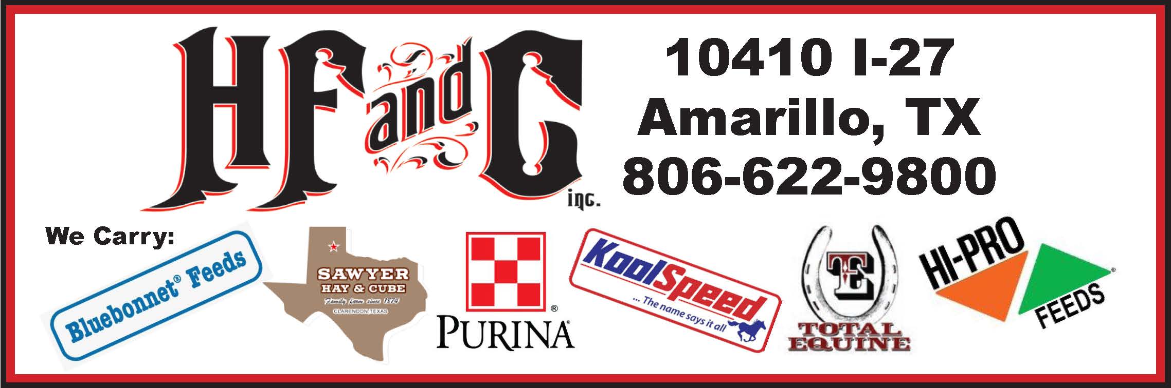 HF&C, Inc. in Amarillo, Texas offers a wide selection of feed and livestock supply products, conveniently located at 10410 I-27. With trusted brands like Bluebonnet Feeds, Purina, KodaSpeed, Total Equine, and Hi-Pro Feeds, they provide quality nutrition options for animals of all types. Stop by or call 806-622-9800 to get what you need from a dependable supplier serving the region. PN50229
